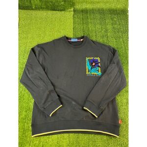 Scotch & Soda Mens XL Navy Blue Embroidered Flower Graphic Crewneck Sweatshirt